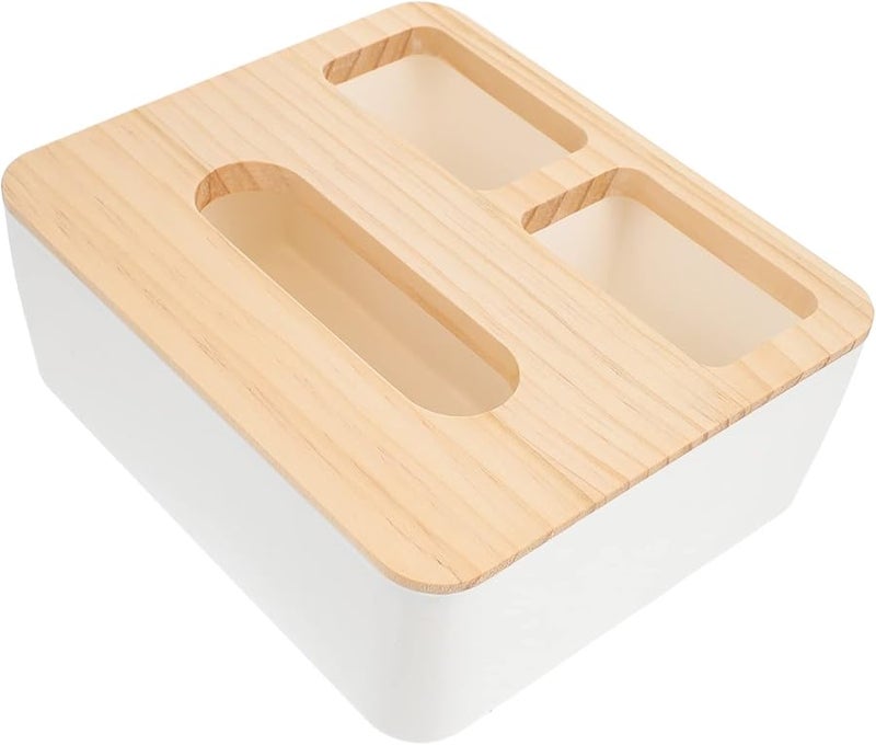 صندوق تخزين المناديل الأبيض متعدد الوظائف - حاوية مناديل عالية الجودة للمنزل والمكتب والسيارة - Image 1